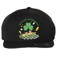 Retro Groovy Let's Get Shamrocked Lucky St Patrick Day Cute Clover Wool Snapback Cap