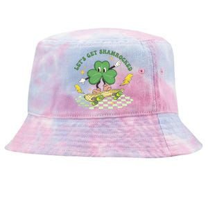 Retro Groovy Let's Get Shamrocked Lucky St Patrick Day Cute Clover Tie-Dyed Bucket Hat