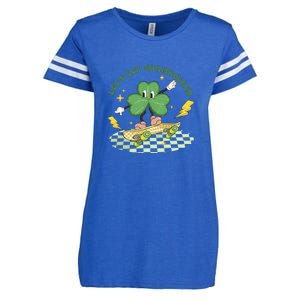 Retro Groovy Let's Get Shamrocked Lucky St Patrick Day Cute Clover Enza Ladies Jersey Football T-Shirt