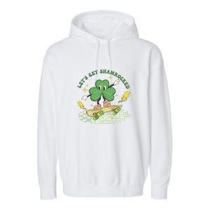 Retro Groovy Let's Get Shamrocked Lucky St Patrick Day Cute Clover Garment-Dyed Fleece Hoodie