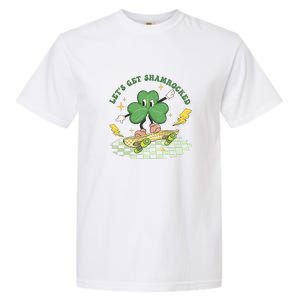 Retro Groovy Let's Get Shamrocked Lucky St Patrick Day Cute Clover Garment-Dyed Heavyweight T-Shirt