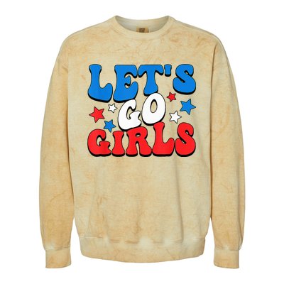 Retro Groovy Lets Go Girl 4th Of July Colorblast Crewneck Sweatshirt