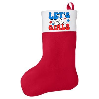 Retro Groovy Lets Go Girl 4th Of July Felt Holiday Christmas Stocking