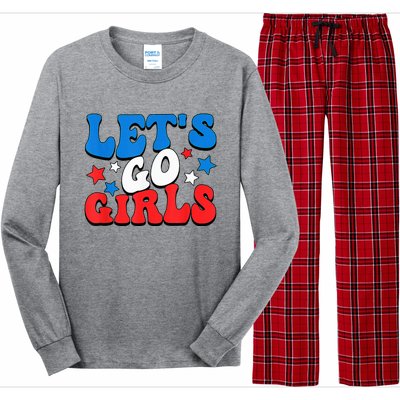 Retro Groovy Lets Go Girl 4th Of July Long Sleeve Pajama Set