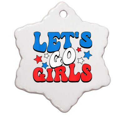 Retro Groovy Lets Go Girl 4th Of July Ceramic Star Ornament