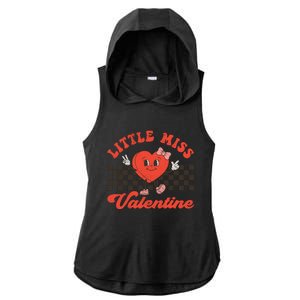 Retro Groovy Little Miss Valentine Love Vibes Ladies PosiCharge Tri-Blend Wicking Draft Hoodie Tank