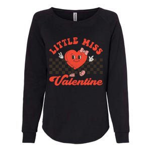 Retro Groovy Little Miss Valentine Love Vibes Womens California Wash Sweatshirt