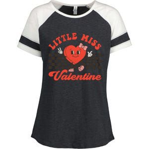 Retro Groovy Little Miss Valentine Love Vibes Enza Ladies Jersey Colorblock Tee