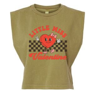 Retro Groovy Little Miss Valentine Love Vibes Garment-Dyed Women's Muscle Tee