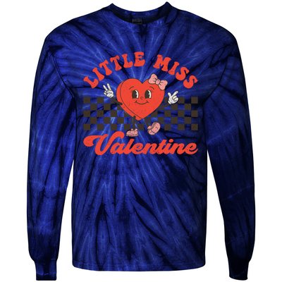 Retro Groovy Little Miss Valentine Love Vibes Tie-Dye Long Sleeve Shirt