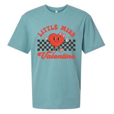 Retro Groovy Little Miss Valentine Love Vibes Sueded Cloud Jersey T-Shirt