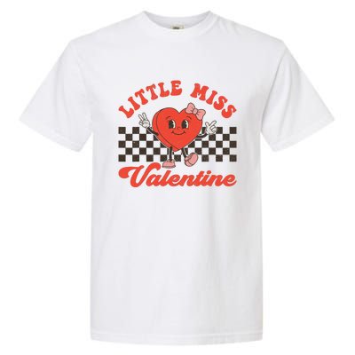 Retro Groovy Little Miss Valentine Love Vibes Garment-Dyed Heavyweight T-Shirt