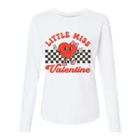 Retro Groovy Little Miss Valentine Love Vibes Womens Cotton Relaxed Long Sleeve T-Shirt