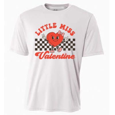 Retro Groovy Little Miss Valentine Love Vibes Cooling Performance Crew T-Shirt