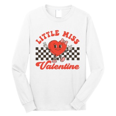 Retro Groovy Little Miss Valentine Love Vibes Long Sleeve Shirt