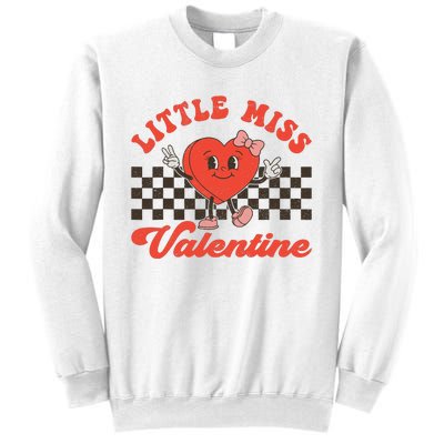 Retro Groovy Little Miss Valentine Love Vibes Sweatshirt