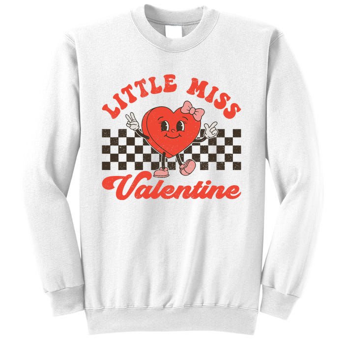 Retro Groovy Little Miss Valentine Love Vibes Sweatshirt