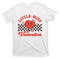 Retro Groovy Little Miss Valentine Love Vibes T-Shirt