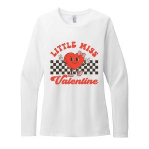 Retro Groovy Little Miss Valentine Love Vibes Womens CVC Long Sleeve Shirt