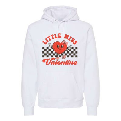 Retro Groovy Little Miss Valentine Love Vibes Premium Hoodie