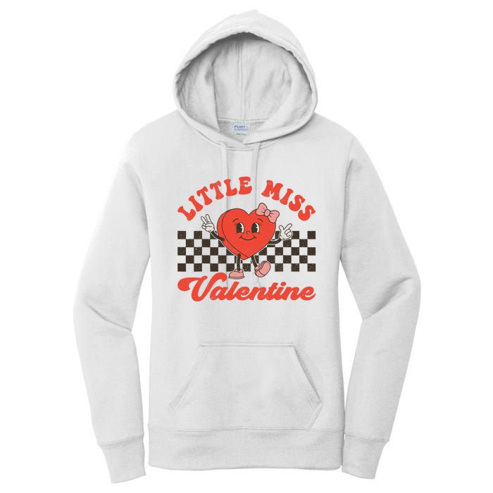 Retro Groovy Little Miss Valentine Love Vibes Women's Pullover Hoodie