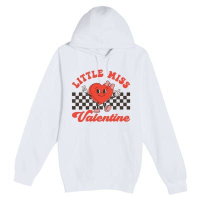 Retro Groovy Little Miss Valentine Love Vibes Premium Pullover Hoodie