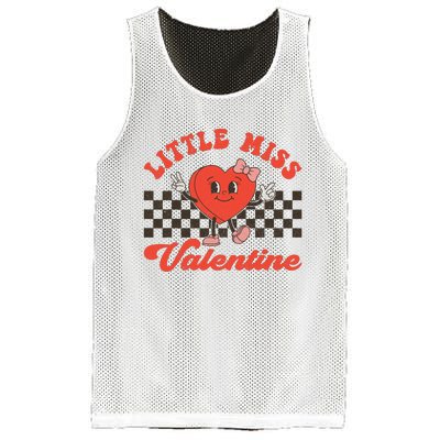 Retro Groovy Little Miss Valentine Love Vibes Mesh Reversible Basketball Jersey Tank