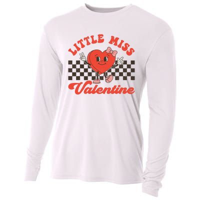 Retro Groovy Little Miss Valentine Love Vibes Cooling Performance Long Sleeve Crew