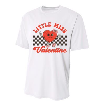 Retro Groovy Little Miss Valentine Love Vibes Performance Sprint T-Shirt