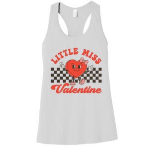 Retro Groovy Little Miss Valentine Love Vibes Women's Racerback Tank