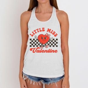 Retro Groovy Little Miss Valentine Love Vibes Women's Knotted Racerback Tank