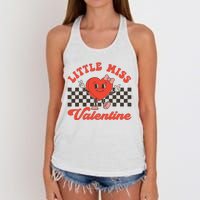 Retro Groovy Little Miss Valentine Love Vibes Women's Knotted Racerback Tank