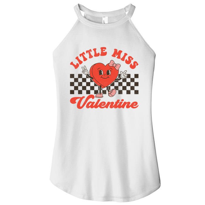 Retro Groovy Little Miss Valentine Love Vibes Women's Perfect Tri Rocker Tank