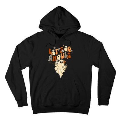 Retro Groovy Lets Go Ghouls Halloween Ghost Hoodie