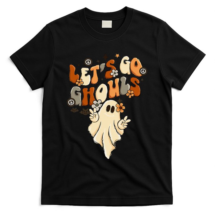 Retro Groovy Lets Go Ghouls Halloween Ghost T-Shirt