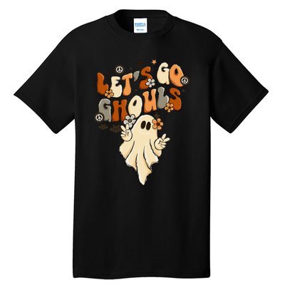 Retro Groovy Lets Go Ghouls Halloween Ghost Tall T-Shirt