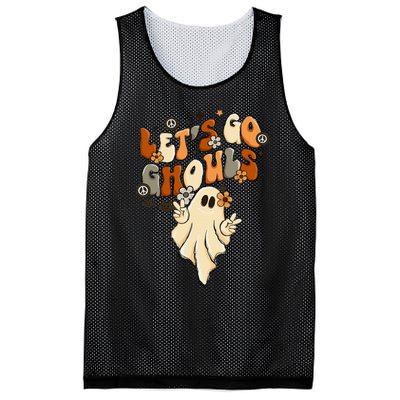 Retro Groovy Lets Go Ghouls Halloween Ghost Mesh Reversible Basketball Jersey Tank