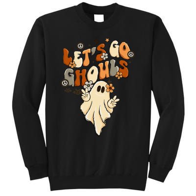 Retro Groovy Lets Go Ghouls Halloween Ghost Tall Sweatshirt