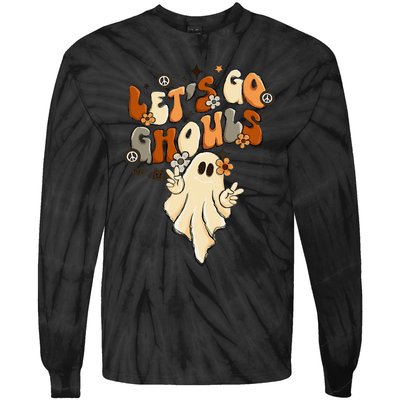 Retro Groovy Lets Go Ghouls Halloween Ghost Tie-Dye Long Sleeve Shirt