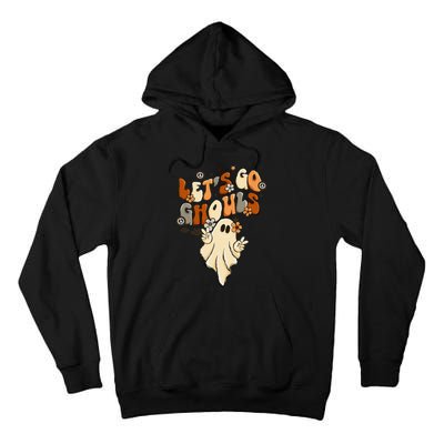 Retro Groovy Lets Go Ghouls Halloween Ghost Tall Hoodie