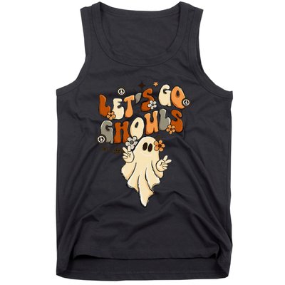 Retro Groovy Lets Go Ghouls Halloween Ghost Tank Top