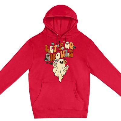 Retro Groovy Lets Go Ghouls Halloween Ghost Premium Pullover Hoodie