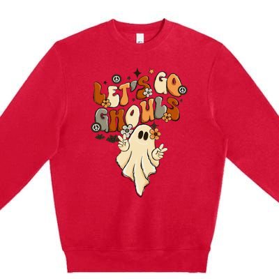 Retro Groovy Lets Go Ghouls Halloween Ghost Premium Crewneck Sweatshirt