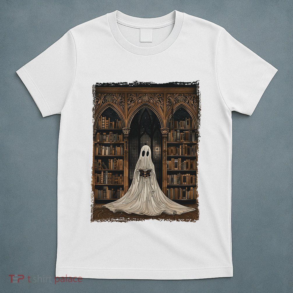 Reading Ghost Library Halloween Librarian Book Lovers T-Shirt