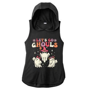 Retro Groovy Let's Go Ghouls Halloween Ghost Outfit Costume Ladies PosiCharge Tri-Blend Wicking Draft Hoodie Tank