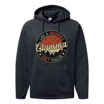 Retro Glamma Like A Grandma Only Cooler Mother's Day Performance Fleece Hoodie