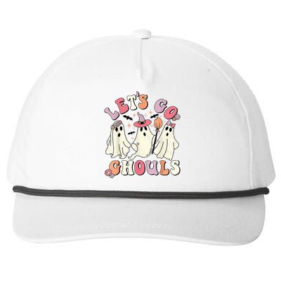 Retro Groovy Let's Go Ghouls Halloween Ghost Outfit Costume Cute Gift Snapback Five-Panel Rope Hat