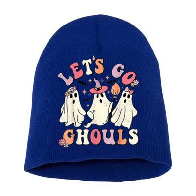 Retro Groovy Let's Go Ghouls Halloween Ghost Outfit Costume Cute Gift Short Acrylic Beanie