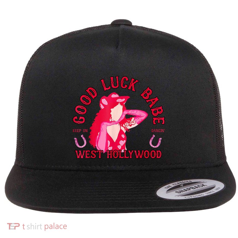 Retro Good Luck Babe Western Cowgirl Pony Club Disco Flat Bill Trucker Hat