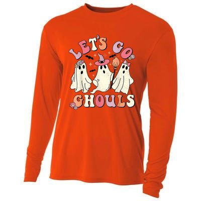 Retro Groovy Let's Go Ghouls Halloween Ghost Outfit Costume Gift Cooling Performance Long Sleeve Crew